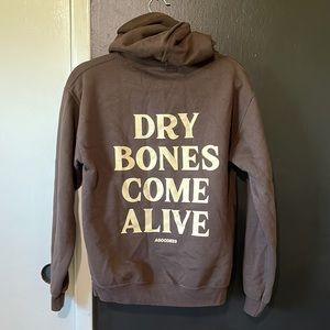 Brown Scripture Hoodie. Women's Small